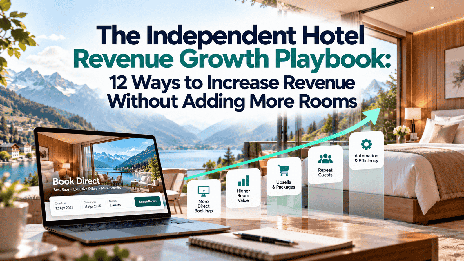 Independent hotel revenue growth strategies using direct bookings, upselling, digital marketing and automation